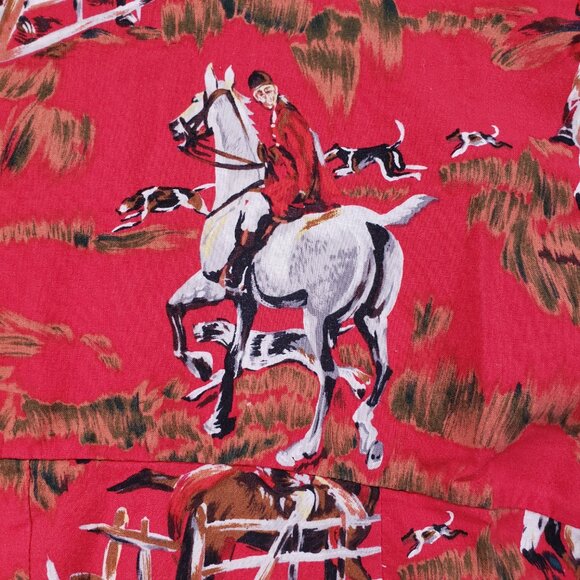 Women's Red Western Fit and Flare Horseback Riding Hunting Print Design Dress - Picture 7 of 11